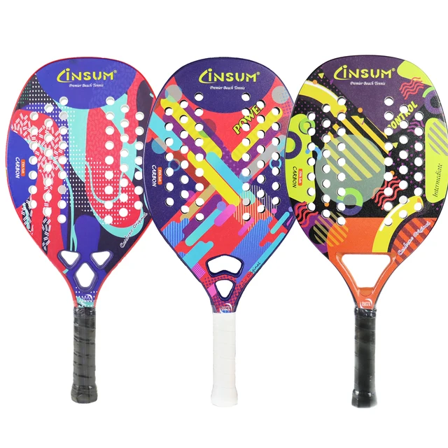 INSUM-Beach Tennis Racket with EVA Soft Full Carbon Fiber Surface, Men and Women 5