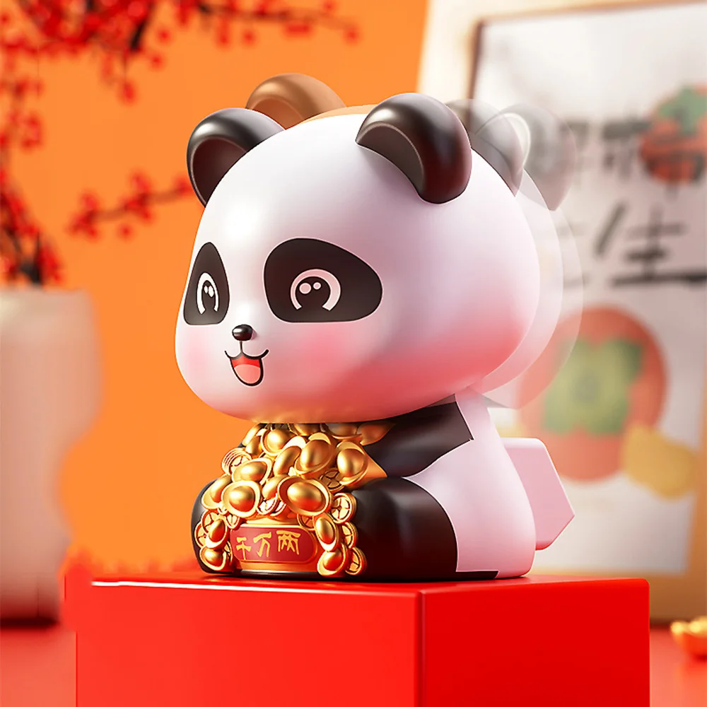 Solar-Powered Swinging Panda Dashboard Decor - Cute Cartoon Auto Interior Accessory