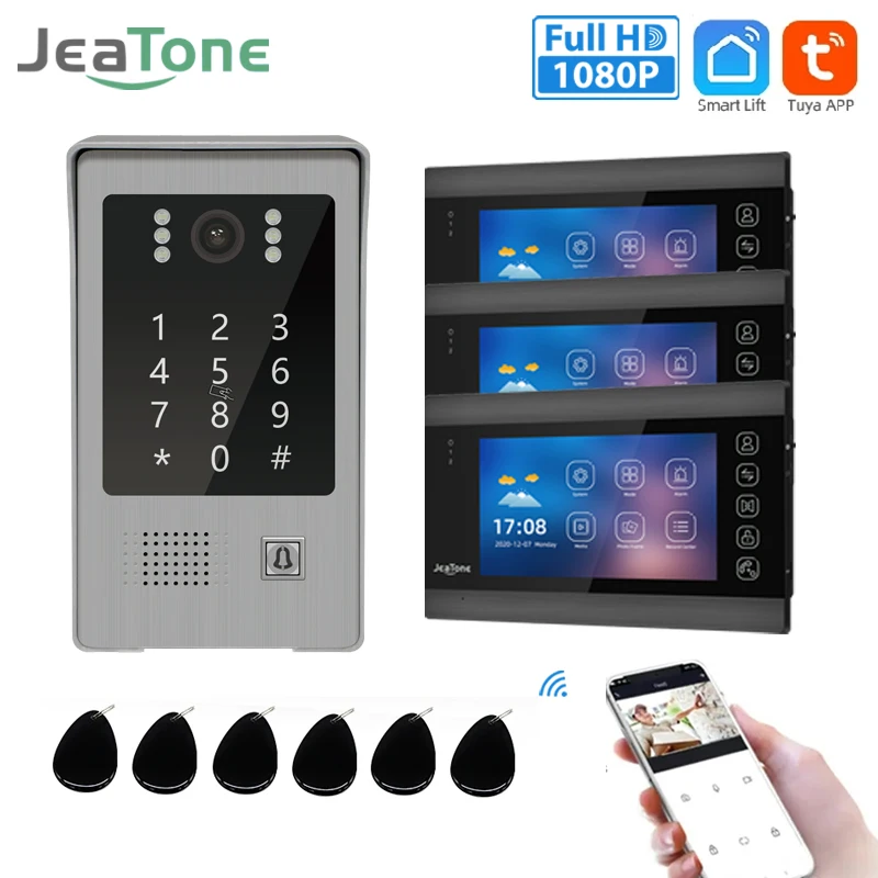 

Jeatone 1080P FHD Wifi Doorbell With Camera Video Intercom 7 Inch Touch Screen Motion Detection for Villa Home Apartment