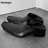 Retro Chunky Heel Derby Leather Shoes for Men New British Style Boat Deep Mouth Square Toe Loafers Single Casual Shoes 37-45 2