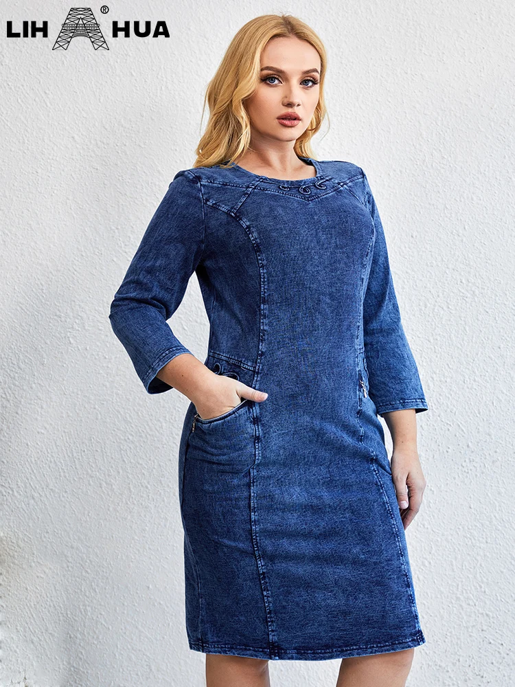 Vestido Vaquero De Imitación Para Mujer, Monocolor, Cuello Vuelto, Blusa, Bolsillos, Vestido De Camisa Con Botones, Informal, Manga Corta, Vestido De Verano, Vestido De Fiesta, Vestido De Vacaciones