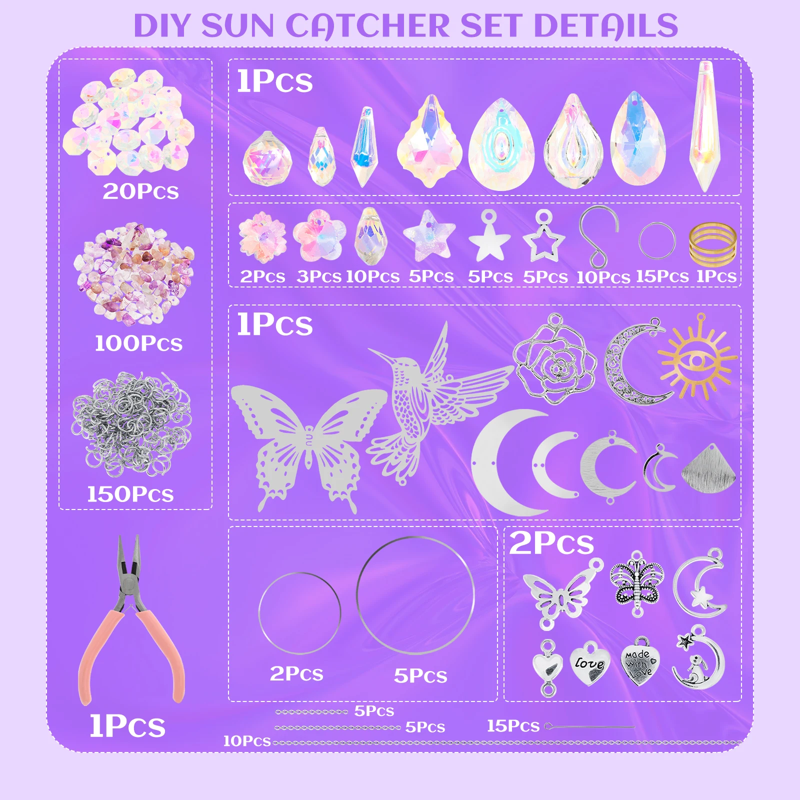 401Pcs DIY Suncatchers Beautiful Sun Catchers Making Kit Complete Suncatcher Making Set Creative DIY Suncatcher Kits Decorative