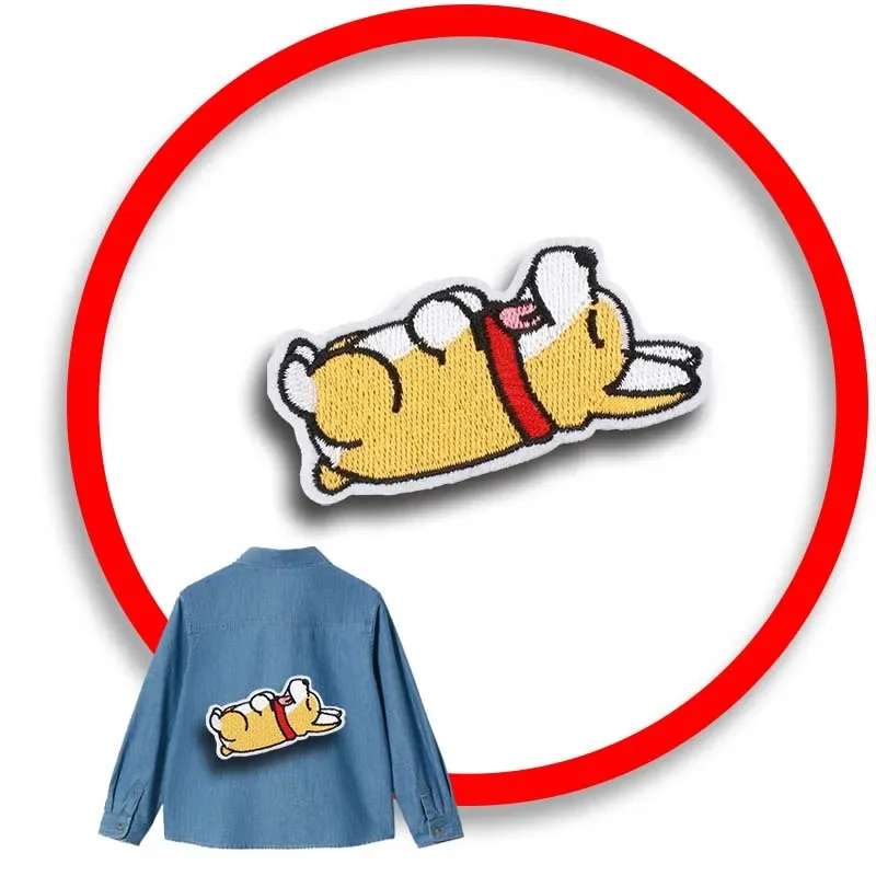 

1pcs Patch Stickers Iron On Patches for Clothing Sewing Love Dog Embroidery Fusible Applique Badge Bag Decoration Stripes