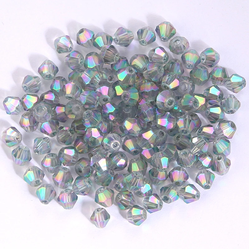 100Pcs 4MM Faceted Crystal Glass Bicone Beads for Jewelry Making and DIY Crafts