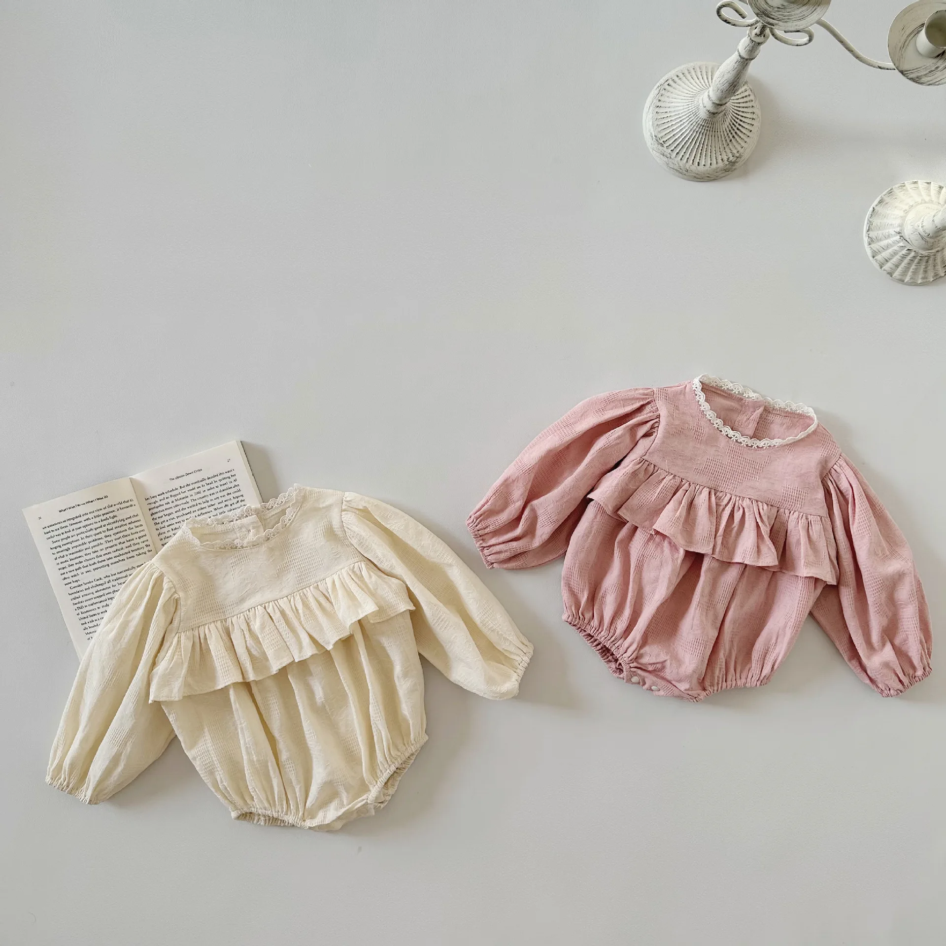 

Baby Girl 2024 Spring New Soft Cotton Newborn Long Sleeve Bodysuit Fashion Infant Lace Princess Jumpsuit Toddler Clothes 0-24M