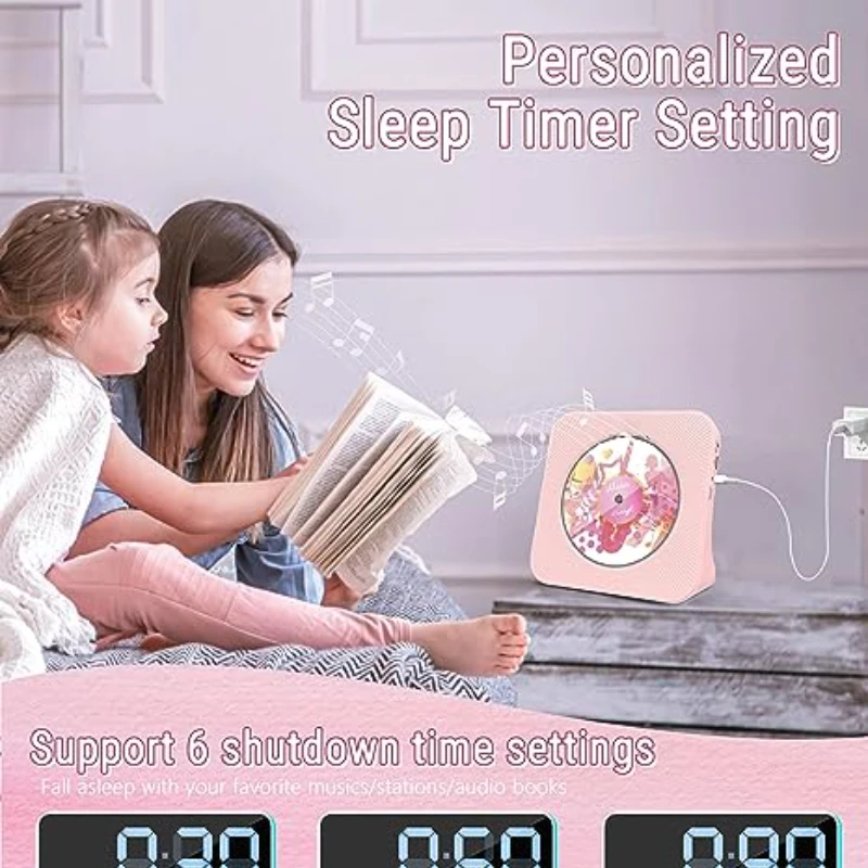 Qoosea CD Player Portable Bluetooth 5.0 HiFi Sound Speaker CD Music Player Remote Control Dust Cover FM Radio