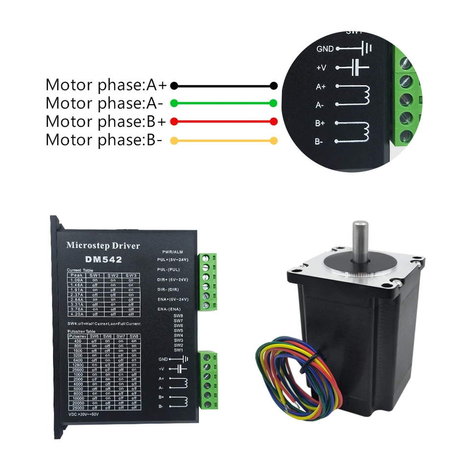 MHCN 2 Phase NEMA23 57 Stepper Motor 2N.m 270 ozin 3A 76mm 8mm