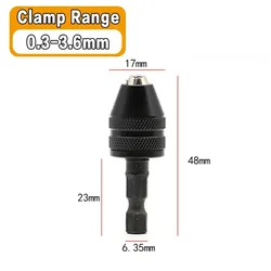 Keyless Drill Chuck Converter with Quick Change Adapter and Hex Shank (1PC(0.3-3.6mm))