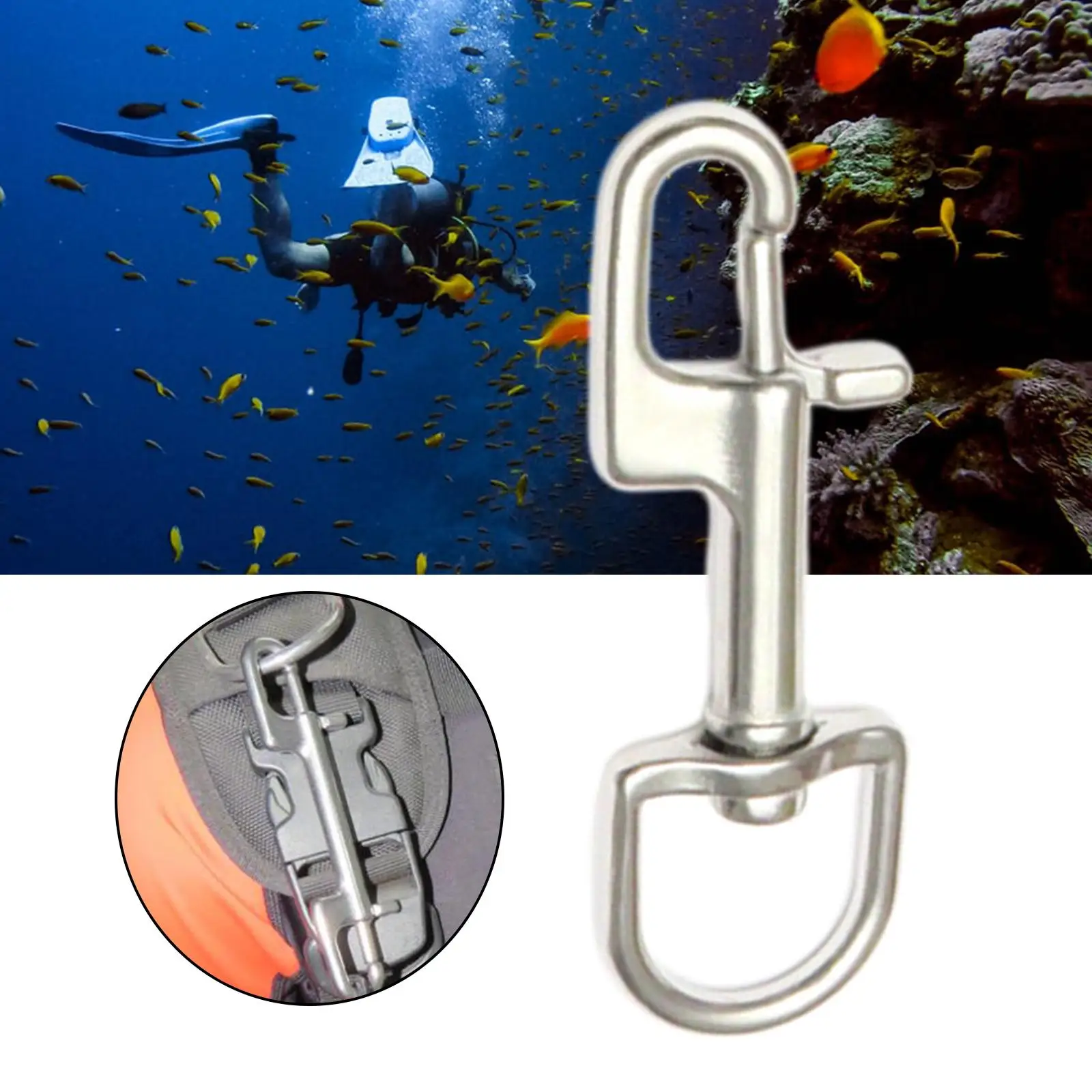 Spring Snap Hook Scuba Diving Accessories Dive Bolt Snap Hook Single Ended Hook Buckle Stainless Steel Swivel Snap Clip For Scuba Diving Part Tool Accessories