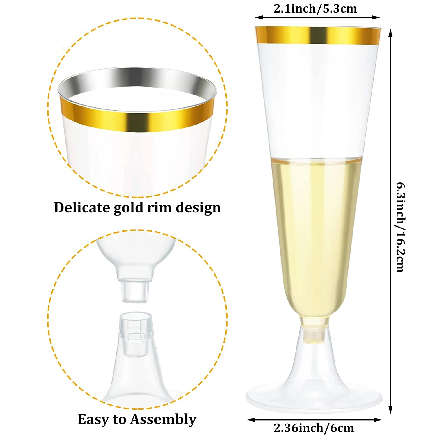 Confezione da 50 - Bicchiere da cocktail in plastica da 9 once, bicchieri  di plastica bordati Tazza trasparente