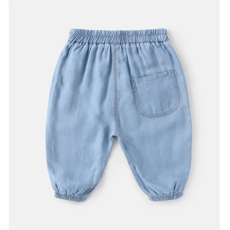 Description Picture 2 of itemIns Infant Baby Girls Denim Pants Cotton Solid Elastic Waist Toddler Girl Jeans Thin Cool Anti-mosquito Little Girl Jogger Pants