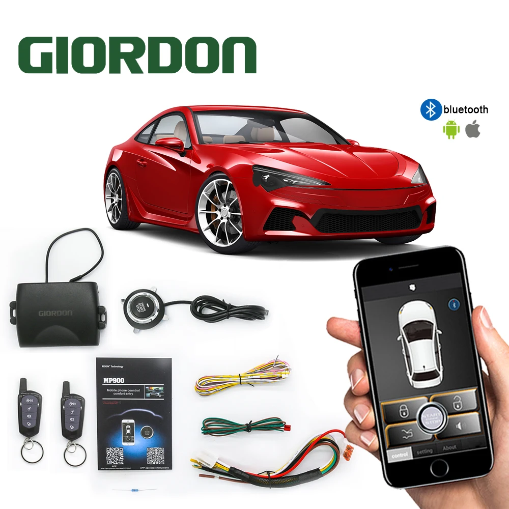 

GIORDON Smart Passive Auto Central Locking Car Door Keyless Push Remote Button,PKE Car Control Alarm Smart Phone System Kit