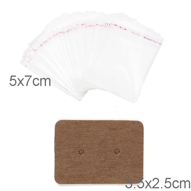 sets Kraft Paper Cards Jewelry Necklace Earring Display Holder with Self Adhesive OPP Bags Personal Business Retail Packaging