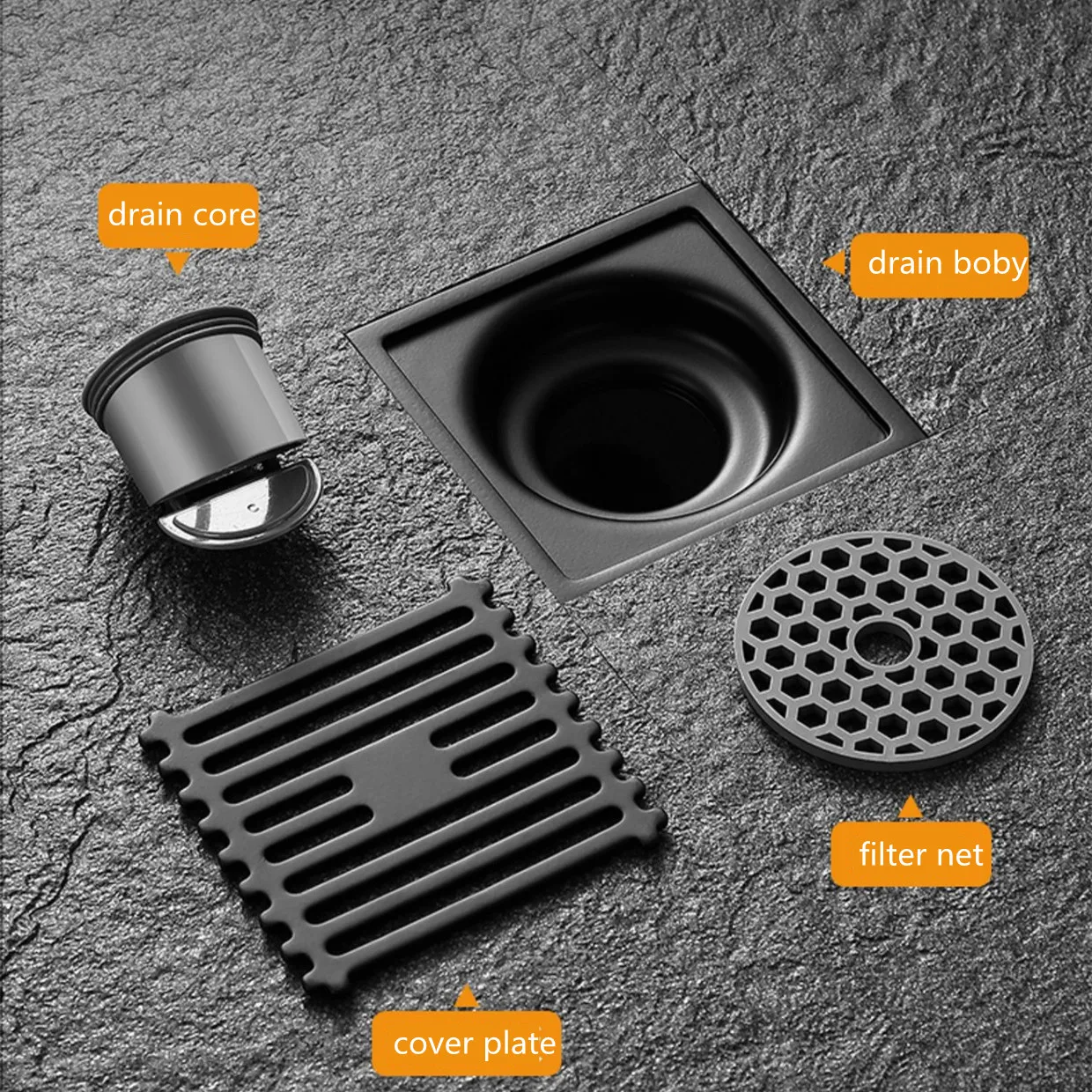 10cm Square Floor Drain Anti Odor Stainless Steel With Removable Cover Shower Floor Drain For Bathroom And Laundry