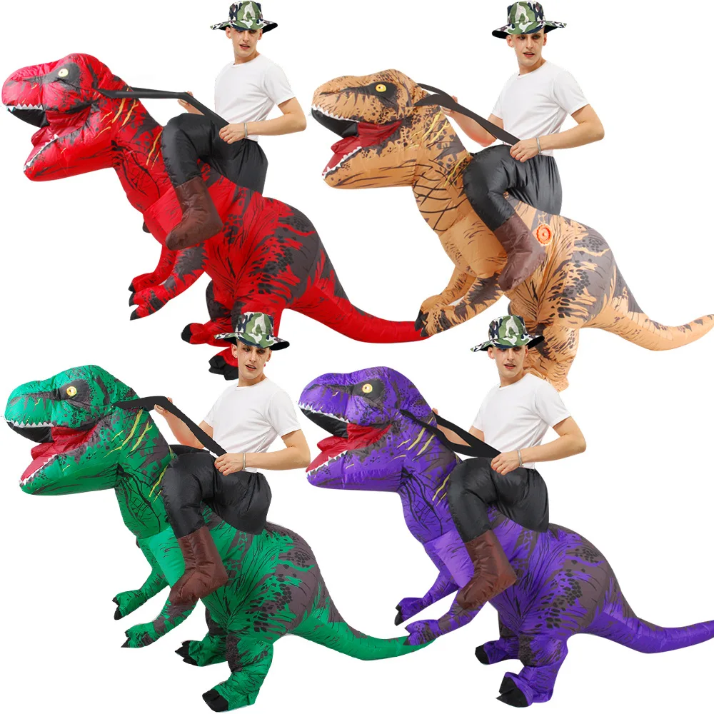 

Dinosaur Inflatable Costume for Women Adults Man Ride T-Rex Costumes Halloween Christmas Mascot Cosplay Dress костюм динозавра