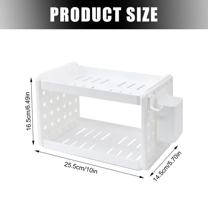 Desktop Shelves Table Top Shelf 2 Tier Independent Stackable Tabletop Shelf-Desktop Office Storage Rack Display Shelf With Hooks