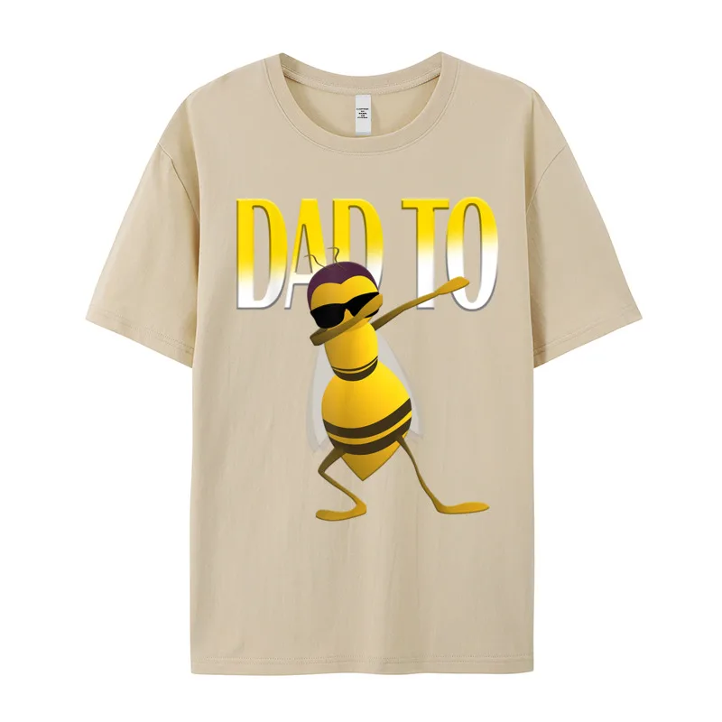 Design Mens Dabbing Bee Funny Dad Tshirts Graphic Mother Day Short Sleeve O Neck Tops Tees All Cotton Men's Normal Tops T Shirt Mens Dabbing Bee Funny Dad To Be Shirt__19335 khaki