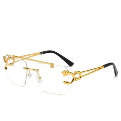Luxury Vintage Rimless Designer Sunglasses - Unisex Fashion Retro Mirror (Transparent)