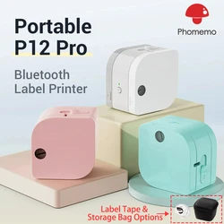 Phomemo Label Maker P12 PRO Rechargeable Bluetooth Inkless Printer Label Tape 12mm Multiple Template Icon for Office Home School
