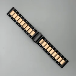 Classic Three - Bead Stainless Steel Sports Strap, 20mm/22mm - 22mm (Black rose gold)