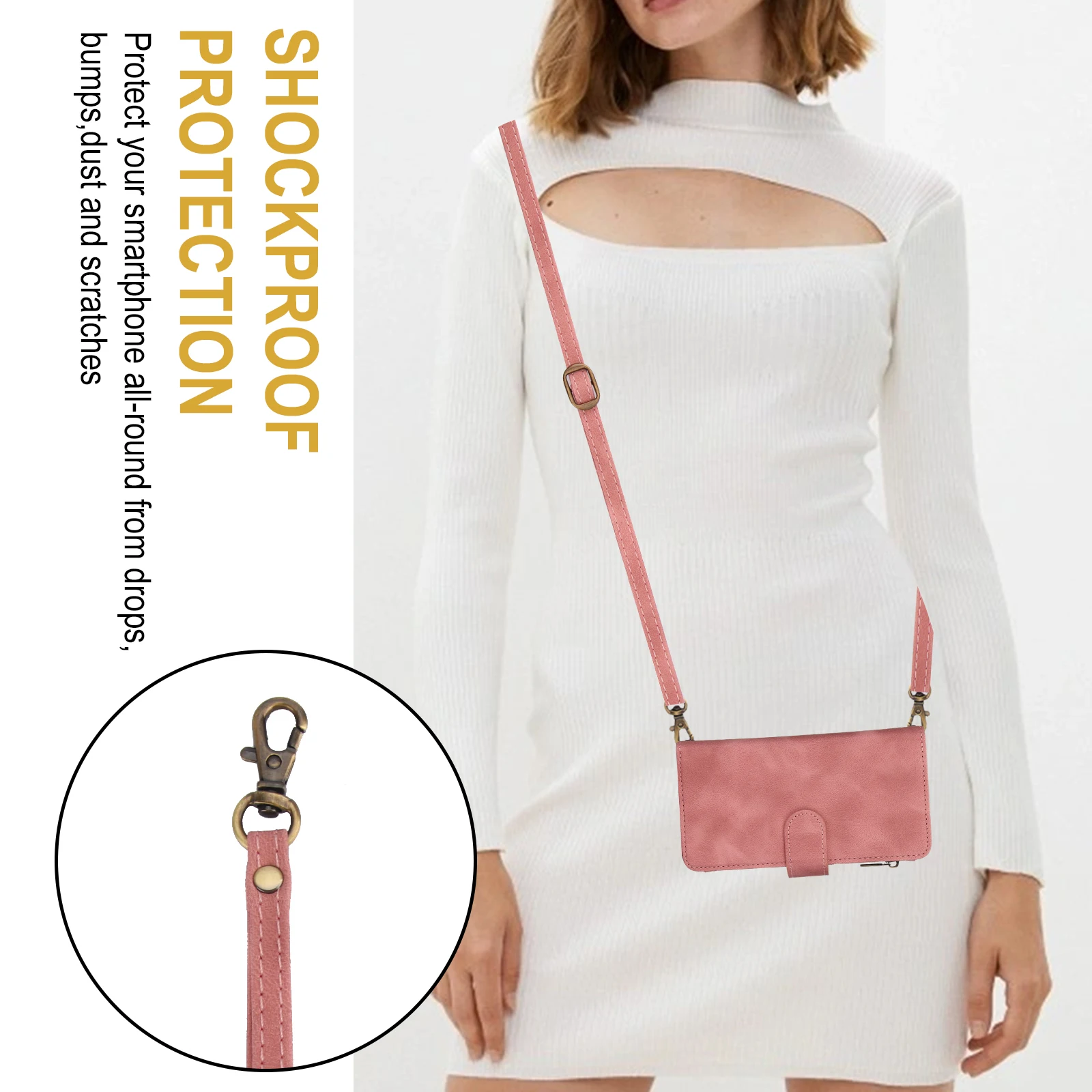 Stylish Lanyard Purse Phone Case with Card Holder and Detachable Strap