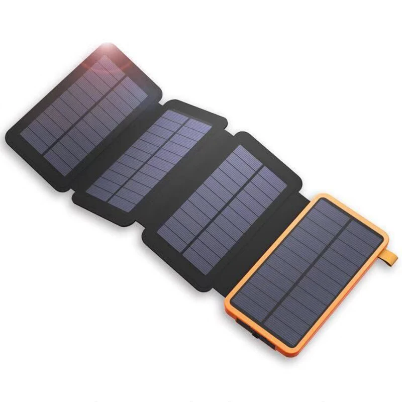 Folding Solar Power Bank With 4 Panels Fast External Charger_voghion.com