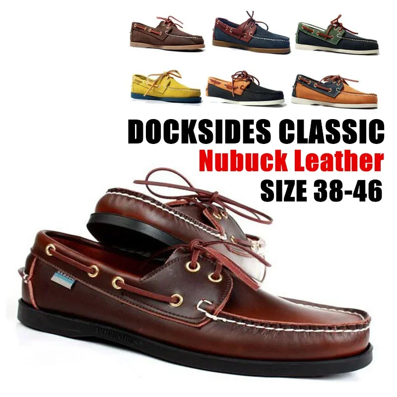 

Men Genuine Nubuck Leather Docksides Classic Boat Shoes,Men Designer Sneakers For Chaussures Hommme Femme Plus Size Loafers Y073