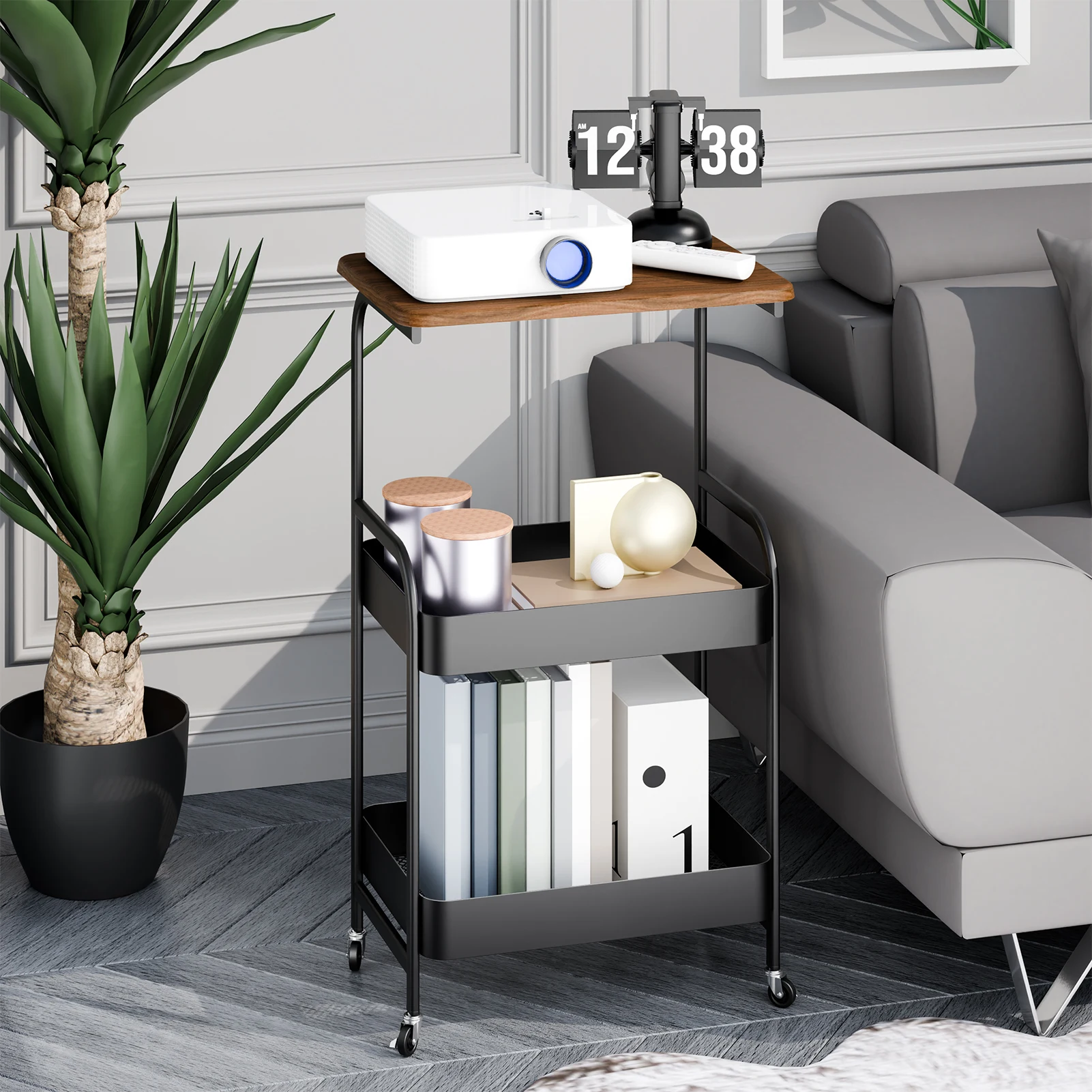 3 Tiers Trolley Rack Kitchen Bedroom Snacks Mobile Bathroom Basket Kitchen Storage Rack Vegetable Fruit Microwave Organizer