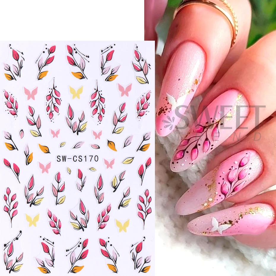9pcs Halloween Pumpkin Nail Stickers Maple Leaf Self-Adhesive Decal Slider Nail Supplies Thanksgiving Autumn Manicure Decoration