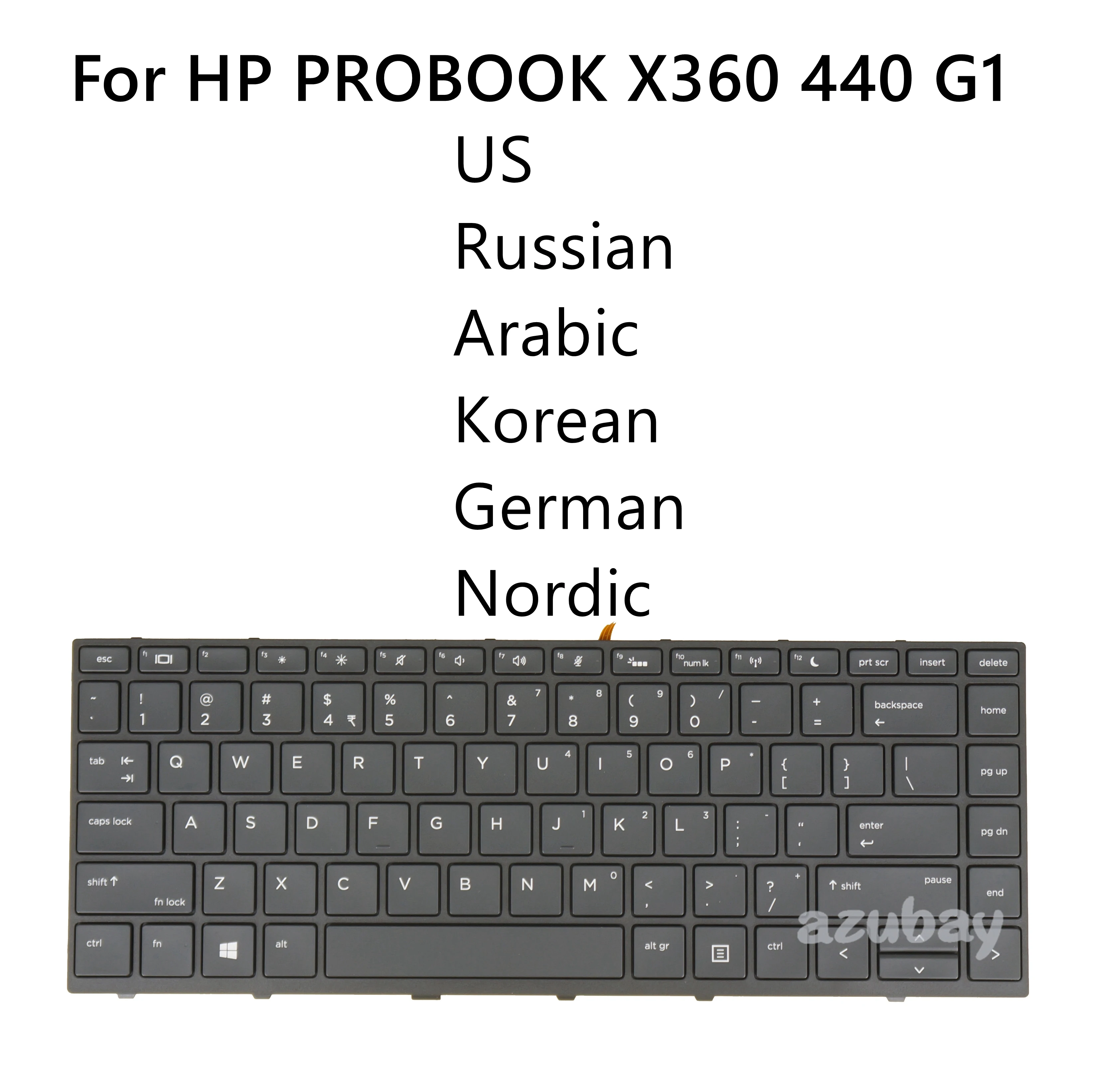 Eua Russo Árabe Coreano Nórdico Sueco Finlandês Norueguês Dinamarquês Alemão Espanhol Teclado para hp Probook X360 440 g1 Retroiluminado Não