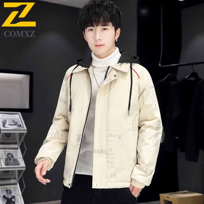 Men Outdoor Slim Fit Jacket Winter Thickened Water-Resistant Parka Windproof Thermal Coat Cold Weather Padded Hooded Streetwear