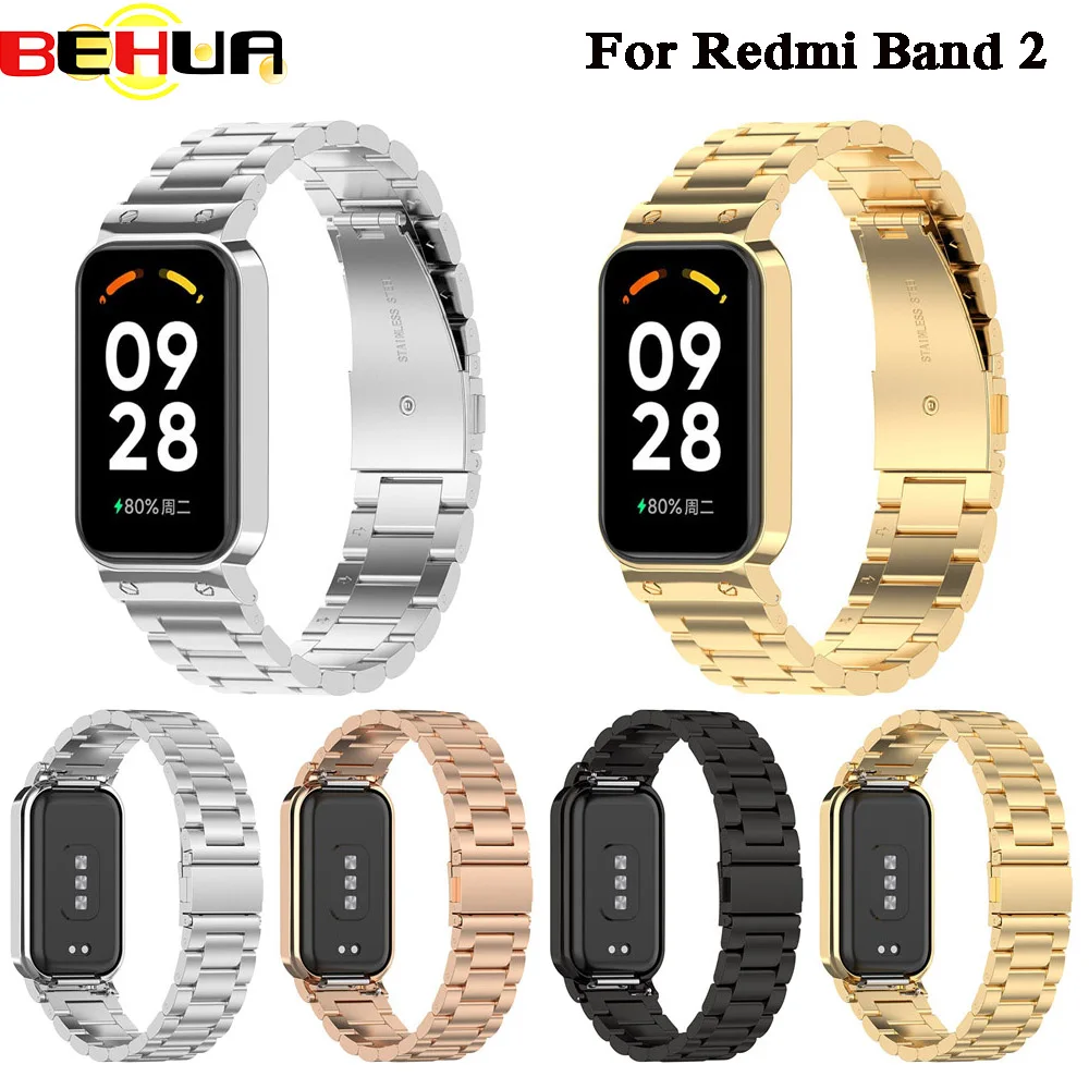 

BEHUA Wrist Strap For Xiaomi Redmi Band2 Replacement Stainless Steel Bracelet For Redmi Band 2 Watchband with Case Correa Belt