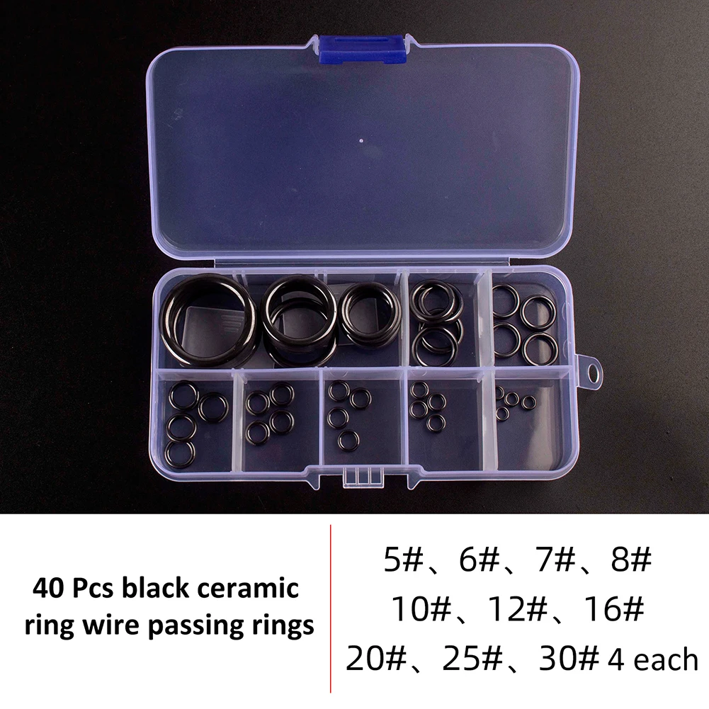 40pcs Round Connector Rig Ring Portable Smooth Ceramic Rings Rod Repair  Replacement Kit Fishing Tackle Accessories