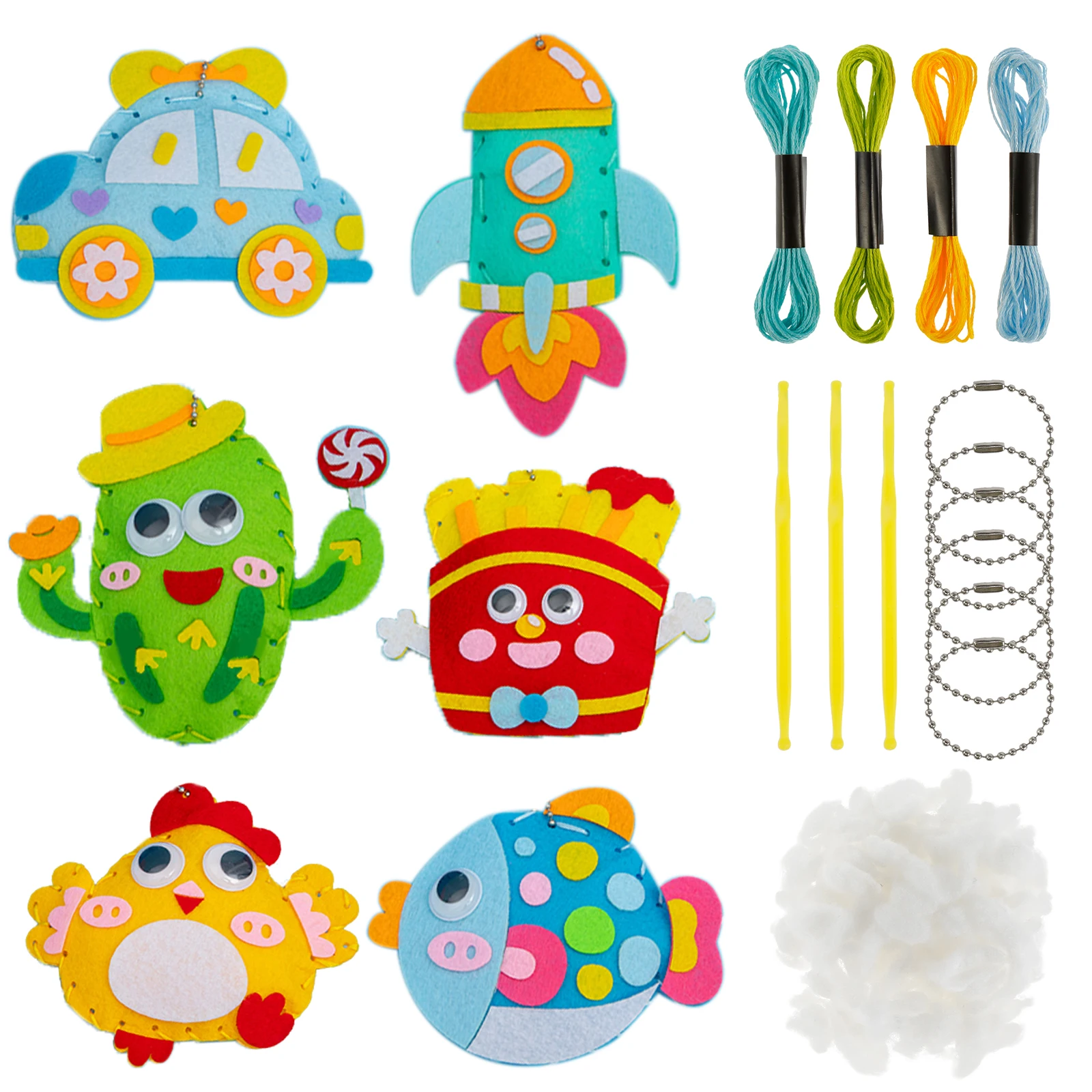 DIY Sewing Craft Kit for Kids - Forest Creatures Felt Plush Art Set, Perfect for Beginners and Christmas Gifts