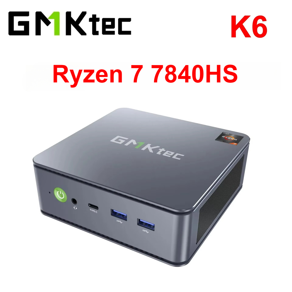 GMKtec K6 MINI PC Ryzen 7 7840HS Windows 11 Pro DDR5 RAM NVMe PCIE SSD WIFI6 BT5.2 2.5G Lan Desktop Mini PC Gaming Computer