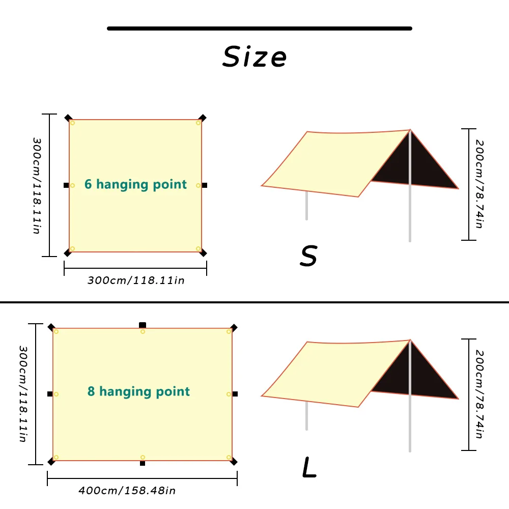 3x4 3x3m Black Coated Tarp Screen Shade Membrane Camping Tarp Waterproof Outdoor Tarpaulin Shelter Sunshade Flysheet Awning UV50 sun shade sail waterproof tarpaulin waterproof tarp tarpaulin rain cover