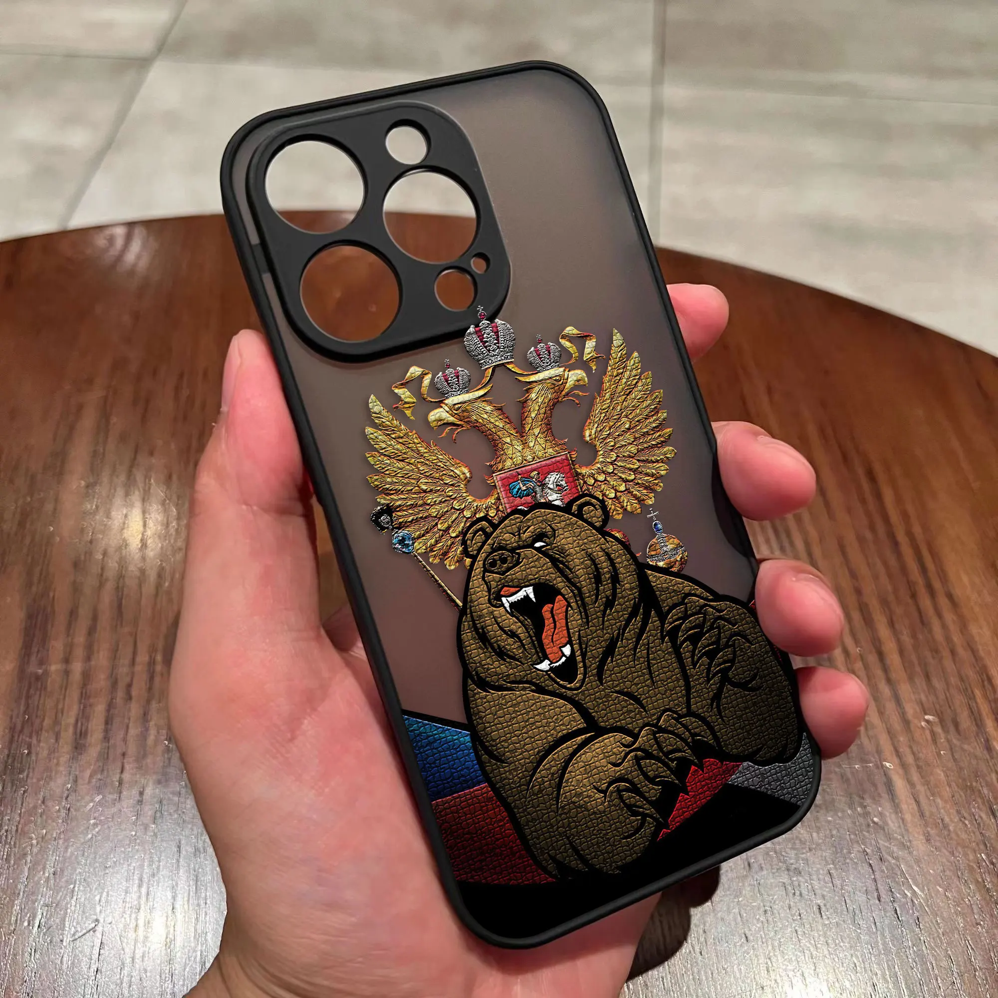 thumbnail image 1 of Funda de teléfono mate con emblema de banderas rusas de pájaros de dos cabezas para iPhone Apple 14, 13, 11, 12 MINI Pro, XS Max, XR, X, 7, 8, SE, 2022, 6, 6S, 1 of 5