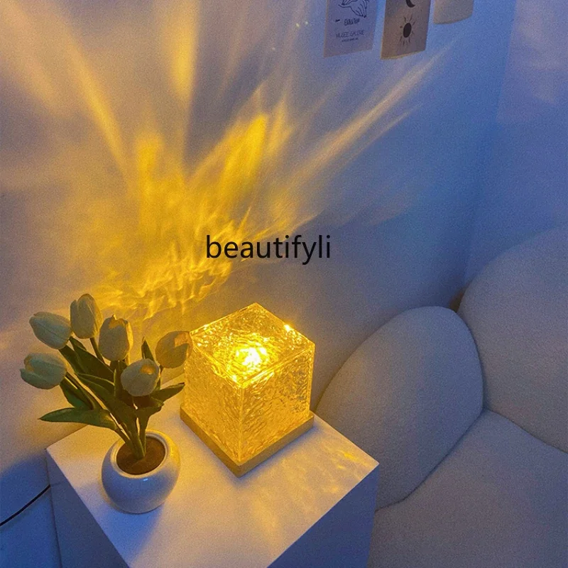 

Water Ripple Lamp Bedroom Living Room Girl Light and Shadow Atmosphere Rotating Decorative Lamp