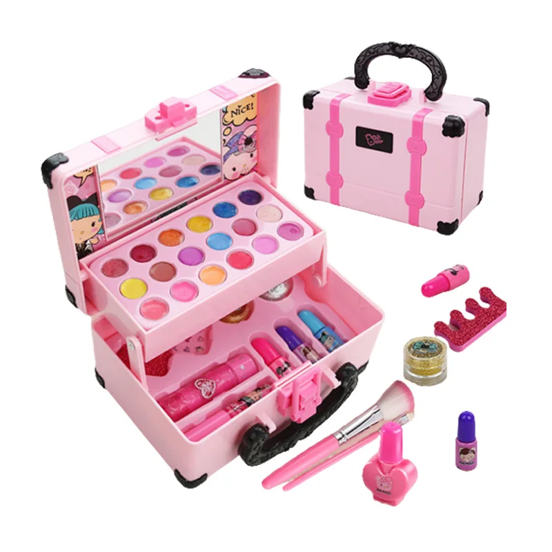 Makeup Toy Cosmetics Set Girls Pretend Play Make Up Toy Simulation Cosmetics Set Safety Nontoxic Lipstick Eyeshadow Play House Toys For Children Kids