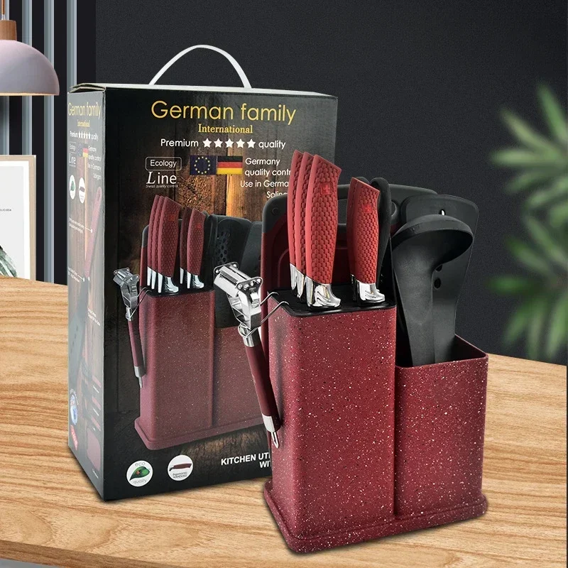 Dropship Classic Japanese Steel 12-Piece Knife Block Set With Built-in  Knife Sharpener, Black to Sell Online at a Lower Price