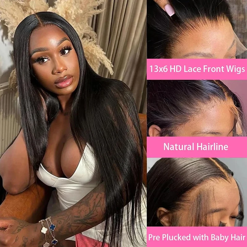 13x6 HD Lace Frontal Human Hair Wig Pre Plucked 13x4 Bone Straight Human Hair Wigs For Woman Glueless Lace Front Wig 5
