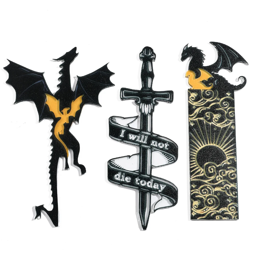 Black Dragon Acrylic Bookmarks Gift Set
