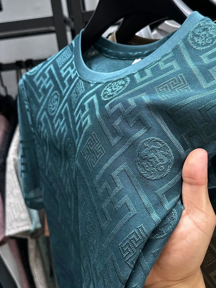 High quality men's short sleeved summer designer boutique jacquard craftsmanship polo business stand up collar T-shirt new style 17 S187be74e39644081a0b3023b6c45b3e17