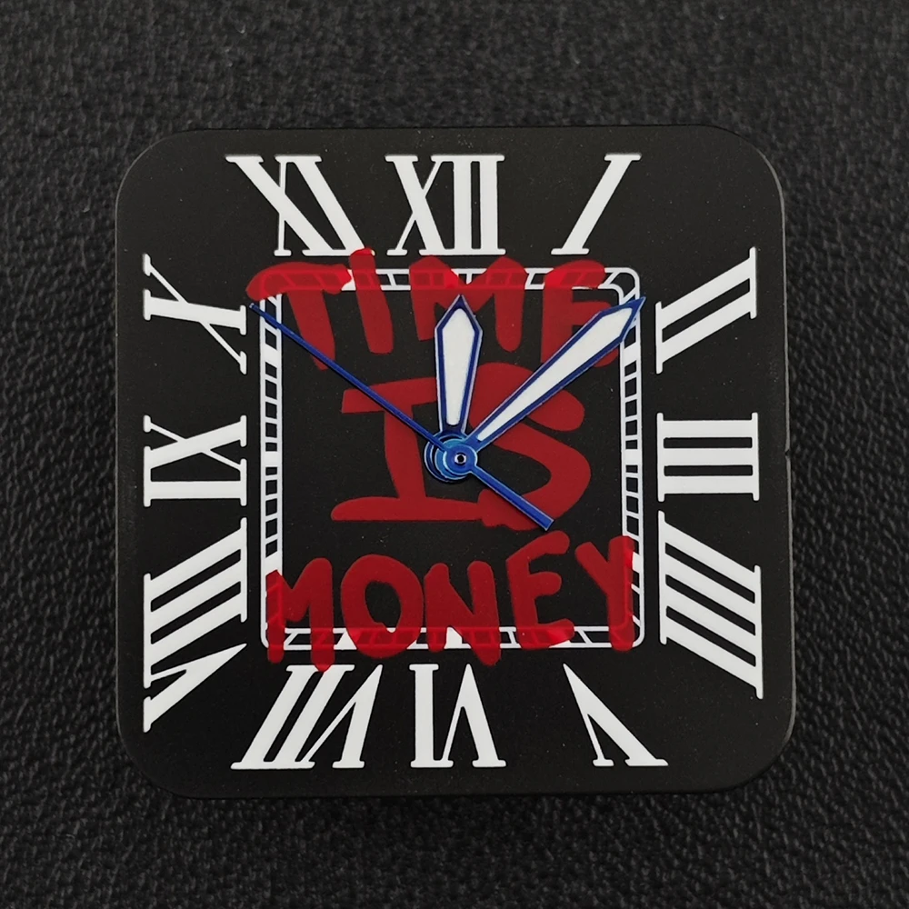 Square Dial 'Time is Money' Customized Watch Face for Premium Watch Accessories