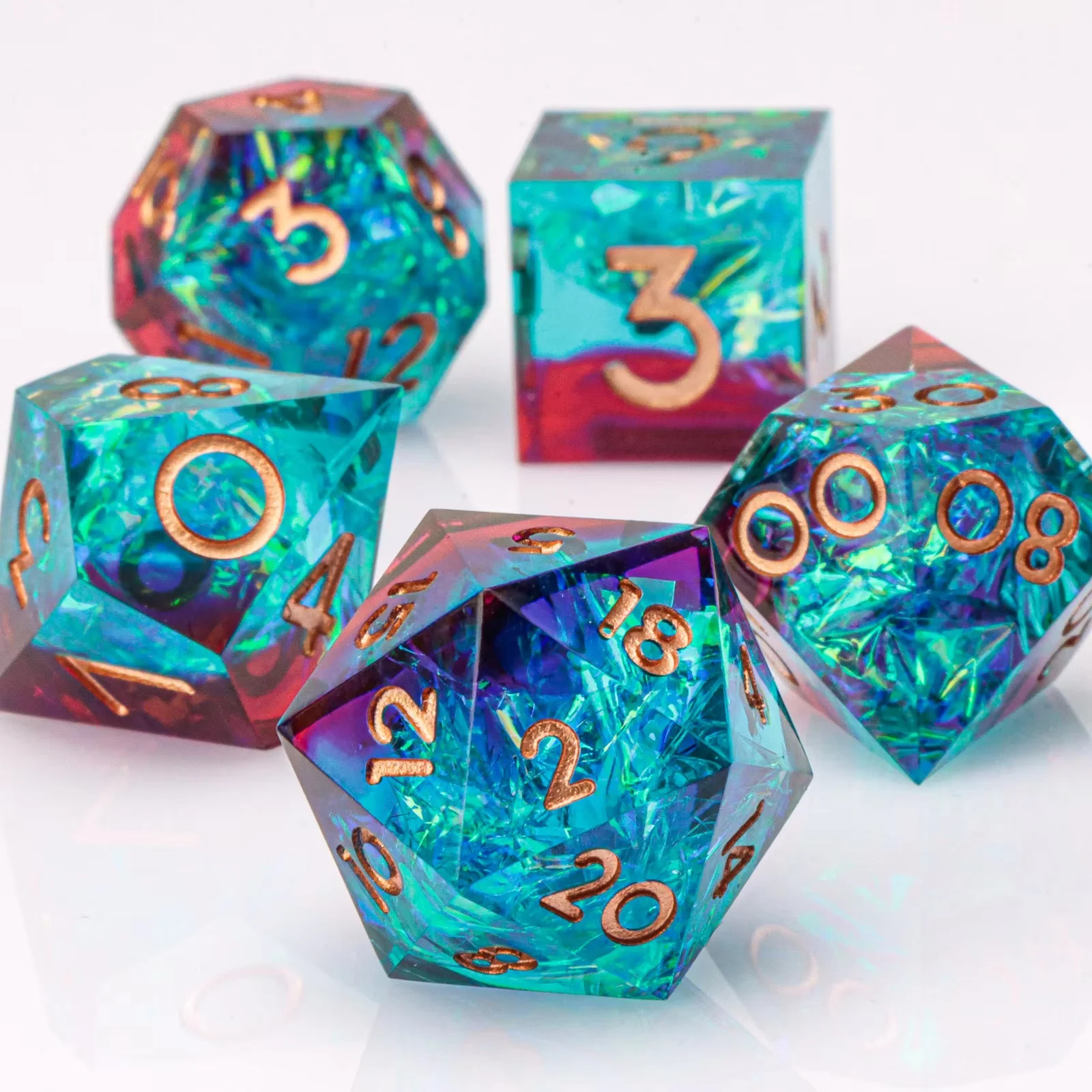 DND 주사위 세트, 7개 레진 LOTR D&D 주사위 세트 (롤플레잉 게임용), 레드 던전 앤 드래곤 D&D 날카로운 모서리 주사위