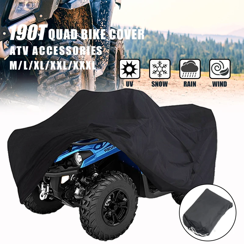 Black190TATVCoverThickWaterproofMotorcycleCaseforUTVScooter