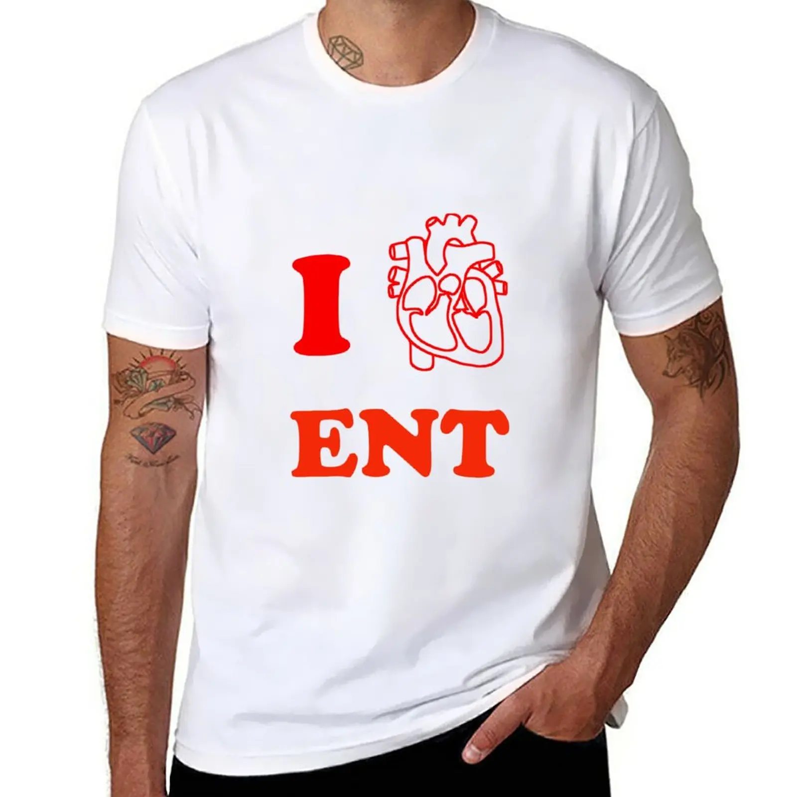

New I Heart ENT T-Shirt Short sleeve tee blank t shirts man clothes summer tops oversized t shirt men