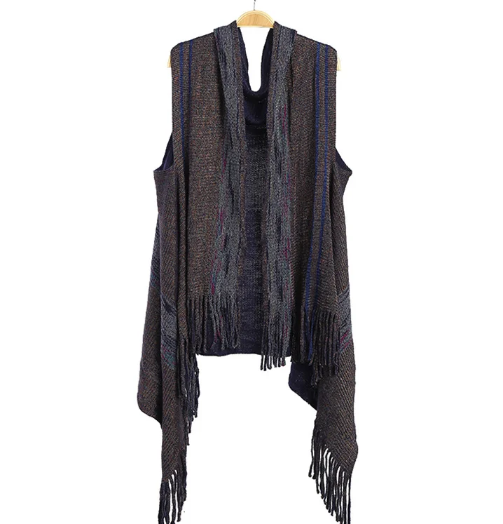 

Autumn Winter Imitation Cashmere Tassel Shawl Scarf Women Dual-use Cardigan Fashion Street Poncho Lady Capes Navy Cloaks