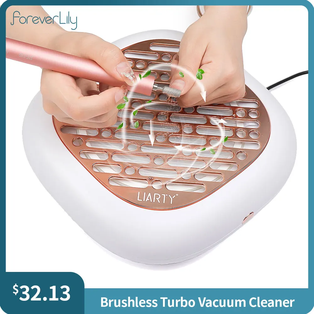 

Foreverlily Super Suction Turbo Nail Dust Collector 130W Brushless Vacuum Cleaner Nail Art Manicure Extractor Fan with 2 Filter