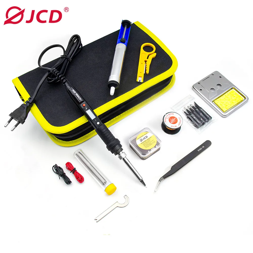 JCD 80W Electric Soldering Iron kit Adjustable Temperature LCD Digital Display With Soldering Paste 220V 110V Welding Tool Kits